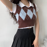 FashionKova - Earth & Sky Retro Argyle Vest