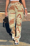 Fashionkova - Green Street Print Camouflage Print Patchwork High Waist Speaker Full Print Bottoms