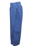 Fashionkova - Dark Blue Denim Button Fly Sleeveless High Solid Patchwork Loose Pants Pants