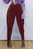 Fashionkova - Black Sexy Solid Tassel Skinny High Waist Pencil Solid Color Bottoms