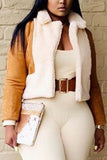 Fashionkova - Black Celebrities Solid Patchwork Turndown Collar Outerwear