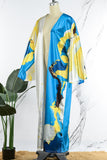 Fashionkova - Sky Blue Casual Street Print Patchwork Cardigan Collar Outerwear