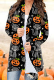 Fashionkova - Black Casual Print Patchwork Cardigan Collar Outerwear