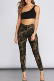 Fashionkova - Camouflage Drawstring High Print camouflage pencil Pants Bottoms