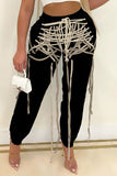 Fashionkova - Grey Street Solid Patchwork Frenulum Straight High Waist Pencil Patchwork Bottoms
