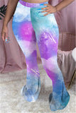 Fashionkova - purple Elastic Fly Mid Print Skinny Pants Bottoms