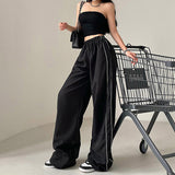 FashionKova - Piping Detail Wide Leg Track Pants