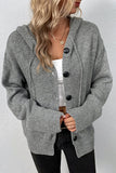Fashionkova - Caramel Colour Casual Solid Buttons Hooded Collar Tops