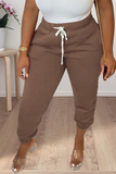 Fashionkova - Green Casual Solid Patchwork Harlan Mid Waist Harlan Solid Color Bottoms