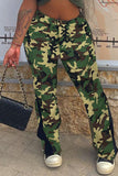 Fashionkova - Green Street Print Camouflage Print Patchwork High Waist Speaker Full Print Bottoms