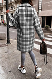 Fashionkova - White Fashion Casual Plaid Print Patchwork Cardigan Turn-back Collar Outerwear