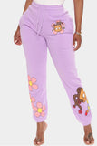 Fashionkova - Yellow and purple Drawstring Mid Print Character Straight Pants Bottoms