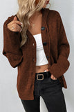 Fashionkova - Caramel Colour Casual Solid Buttons Hooded Collar Tops