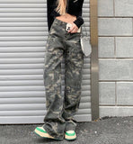 FashionKova - Creen Camo Washed Cargo Jeans