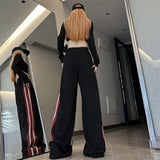 FashionKova - Contrast Side Stripe Baggy Sweatpants