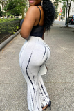 Fashionkova - White Casual Print Patchwork Straight High Waist Wide Leg Full Print Bottoms