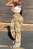 Fashionkova - Green Street Print Camouflage Print Patchwork High Waist Speaker Full Print Bottoms