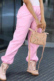 Fashionkova - Pink Casual Solid Pants Bottoms