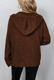 Fashionkova - Caramel Colour Casual Solid Buttons Hooded Collar Tops