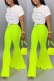 Fashionkova - Fluorescent green Elastic Fly High Asymmetrical Draped Solid Boot Cut Pants Pants