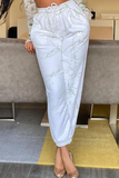 Fashionkova - White Casual Print Patchwork Harlan Mid Waist Harlan Bottoms