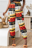 Fashionkova - Red Fashion Casual Print Basic Regular High Waist Trousers