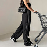 FashionKova - Piping Detail Wide Leg Track Pants