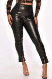 Fashionkova - Black Sexy Solid Patchwork Slit Regular High Waist Pencil Solid Color Bottoms