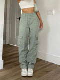 FashionKova - Pocket Patched Straight Cargo Jeans