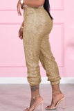 Fashionkova - Black Sexy Solid Sequins Mid Waist Pencil Bottoms