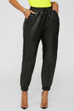 Fashionkova - Baby Blue Casual Solid Patchwork Fold Regular High Waist Pencil Solid Color Bottoms