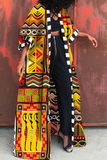 Fashionkova - Yellow Casual Bohemian Vintage Print Patchwork Outerwear