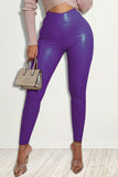 Fashionkova - Red Fashion Casual Solid Skinny High Waist Trousers