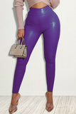 Fashionkova - Red Fashion Casual Solid Skinny High Waist Trousers