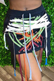 Fashionkova - Dark Gray Fashion Sexy Patchwork Strap Design Skirt
