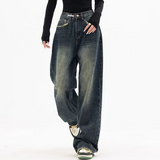 FashionKova - Dark Wash Vintage Baggy Boyfriend Jeans