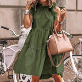 Fashionkova  Vintage Women Sleeveless Ruffles Dress Summer O Neck Floral Printed Mini Dresses Ladies Loose Beach Dresses Vestidos