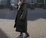 Fashionkova  Womens Hooded Down Parka Puffer Mid Length Jacket Winter Baggy Thickening Warm Korean Fashion Down Cotton Coat Oversized Outwear