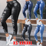 Fashionkova  High Waist Skinny Ripped Jeans Women 2022 Fashion Trousers Washed Denim Jeans Hollow Hole Bleached Pencil Pants Plus Size S-6XL