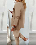 Fashionkova  Women's Suit 2-Piece Jacket + Pants 2023 Autumn Fashion Casual Turn-Down Collar Office Lady Long Sleeve Blazer Sets