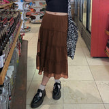 Fashionkova  2022 Spring Summer Fairy Grunge Long Tulle Skirts Women Kawaii Plaid Black Skirt Harajuku Low Waisted Skirt Korean