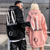 Fashionkova   Animal Women Hoodies Printed Kawaii Rabbit Hoodie Sweatshirt Tops Cute Bunny Graphic Outerwear Pink Black Couple E Girls Hoodie