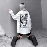 Fashionkova  Emo Alt Cartoon Horror Graphic T-Shirt Women Character Print Loose Punk Japanese T Shirts Pullover Top Harajuku Street Tees