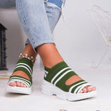 Fashionkova  New Women Sandals 2022 High Heels Platform Women Shoes Summer Female Flats Knitting Slip On Peep Toe Casual Women Sandals