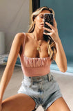 Fashionkova  2022 Candy Color Ruched Pleated Camis Streetwear Tube Women Summer Short Tank Tops Retro Cool Girls Sexy Slim Crop Top Tees