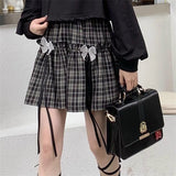 Fashionkova  Japanese Emo Summer Lolita Kawaii Gothic Plaid Skirt Women Goth Cute Black Mini Skirt High Waist Alt Harajuku E Girl Clothes