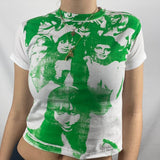 Fashionkova 90S Vintage Gothic T-Shirt Women Punk Style Harajuku Streetwear E-Girl Graphic Print Crop Top Sweats Tee Y2K Aesthetic T-Shirt