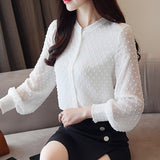 Fashionkova  Fashion Woman Blouses 2022 Autumn New Long Sleeve Women Shirts Black White Blouse Tops OL Style Women Blouse Shirt Blusas 0974