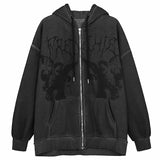 Fashionkova  2022 Women Hip Hop Streetwear Hoodies Autumn Winter Angel Print Jacket Coat Goth Harajuku Y2K Zipper Outwear Oversized Hoodies