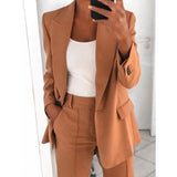 Fashionkova  2022 Summer Autumn Solid Blazer Coat Notched Long Sleeve Cardigan Button Casual Jacket Suits Office Lady Black Blazers